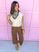 Jincy's Women's Boutique Autumn Edit Fall Transition Styles Everyday Wear Ivory Short Sleeve Knit Top with White Polka Dots BiBi
