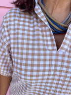 Jincy's Women's Boutique Charlotte Collared Mini Dress Biscuit Seer Gingham Adrienne