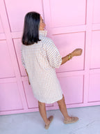 Jincy's Women's Boutique Charlotte Collared Mini Dress Biscuit Seer Gingham Adrienne