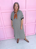 Jincy's Women's Boutique Every Stripe Midi Maxi Black & White Dress Everyday Wear Entro D30434