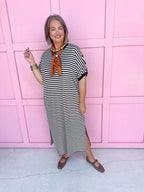 Jincy's Women's Boutique Every Stripe Midi Maxi Black & White Dress Everyday Wear Entro D30434