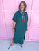 Jincy's Women's Boutique Every Stripe Midi Maxi Navy & green Dress Everyday Wear Entro D30434