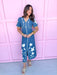 Jincy's Women's Boutique Fall Transition Styles Autumn Edit Denim Midi Maxi Dress With Ivory Appliqué Florals TCEC CD07280