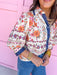 Jincy's Women's Boutique Fall Transition Styles Everyday Wear Autumn Edit Fall Orange Navy Floral Top 3/4 Sleeve Top Jodifl T32341