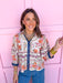 Jincy's Women's Boutique Fall Transition Styles Everyday Wear Autumn Edit Fall Orange Navy Floral Top 3/4 Sleeve Top Jodifl T32341