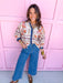 Jincy's Women's Boutique Fall Transition Styles Everyday Wear Autumn Edit Fall Orange Navy Floral Top 3/4 Sleeve Top Jodifl T32341