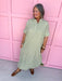 Jincy's Women's Boutique Fall Transition Styles Everyday Wear Autumn Edit Olive Tent Style Gingham Midi Maxi Dress Entro D31501