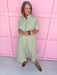 Jincy's Women's Boutique Fall Transition Styles Everyday Wear Autumn Edit Olive Tent Style Gingham Midi Maxi Dress Entro D31501
