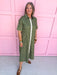 Jincy's Women's Boutique Fall Transition Styles Everyday Wear Autumn Edit Olive Tent Style Ivory Polka Dot Midi Maxi Dress Entro D32667