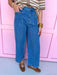 Jincy's Women's Boutique Fall Transition Styles Everyday Wear Autumn Edit Wide Leg Denim Crop Pants with Brown Scallop Trim Entro P32325