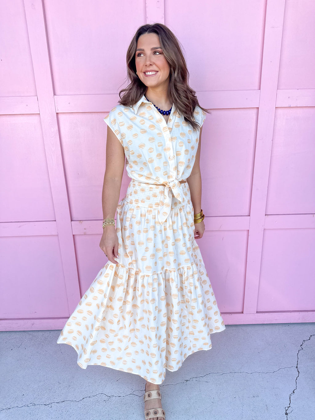 Jincy's Women's Boutique Game Day Adrienne Midi Maxi Skirt Honey Drops Elastic Waist Everyday Wear Adrienne 8136527