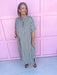 Jincy's Women's Boutique Game Day Black Gingham Short Sleeve Midi Maxi Dress Oversized Everyday Wear Entro D31501
