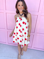 Jincy's Women's Boutique Game Day Crowd Favorite Red Polka Dot Mini Dress Everyday Wear Peach Love ID200992-01