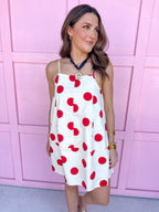Jincy's Women's Boutique Game Day Crowd Favorite Red Polka Dot Mini Dress Everyday Wear Peach Love ID200992-01