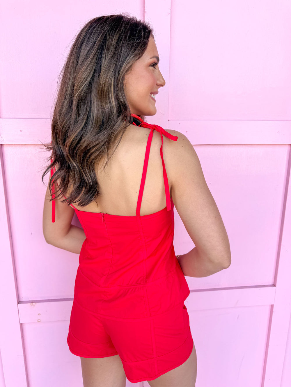 Jincy's Women's Boutique Game Day Cutie 2 Piece Set Top and Shorts Red Everyday Wear 