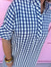 Jincy's Women's Boutique Game Day Cutie Navy Gingham Short Sleeve Midi Maxi Dress Oversized Everyday Wear Entro D31501