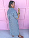 Jincy's Women's Boutique Game Day Cutie Navy Gingham Short Sleeve Midi Maxi Dress Oversized Everyday Wear Entro D31501