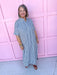 Jincy's Women's Boutique Game Day Cutie Navy Gingham Short Sleeve Midi Maxi Dress Oversized Everyday Wear Entro D31501