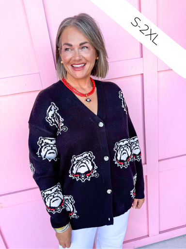 Jincy's Women's Boutique Game Day Dawgs Black Cardigan Capri Designs KW19UGA2604 Plus Size