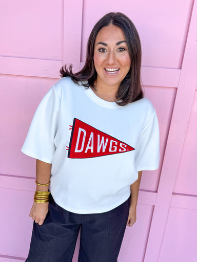 Jincy's Women's Boutique Game Day Dawgs Pennant Tee Scuba Material Capri Designs KW10UGA2507 Plus Size