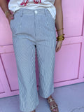 Jincy's Women's Boutique Game Day Hickory Stripe Wide Leg Pants Denim Everyday Wear Jodfil G16630