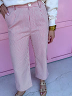 Jincy's Women's Boutique Game Day Hickory Stripe Wide Leg Pants Denim Everyday Wear Jodfil G16630