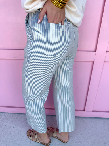 Jincy's Women's Boutique Game Day Hickory Stripe Wide Leg Pants Denim Everyday Wear Jodfil G16630