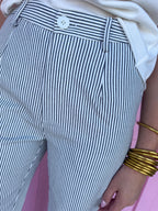 Jincy's Women's Boutique Game Day Hickory Stripe Wide Leg Pants Denim Everyday Wear Jodfil G16630