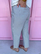 Jincy's Women's Boutique Game Day Hickory Stripe Wide Leg Pants Denim Everyday Wear Jodfil G16630