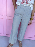 Jincy's Women's Boutique Game Day Hickory Stripe Wide Leg Pants Denim Everyday Wear Jodfil G16630