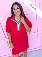 Jincy's Women's Boutique Game Day Mary Square Andie Dress Red/Black Everyday Wear 76231