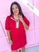 Jincy's Women's Boutique Game Day Mary Square Andie Dress Red/Black Everyday Wear 76231