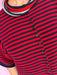 Jincy's Women's Boutique Game Day Red Black Mini Stripe Cardigan Top Everyday Wear Peach Love IKJ300821-04