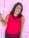 Jincy's Women's Boutique Game Day Red Sleeveless Loop Hem Tank TCEC CT10040