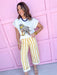 Jincy's Women's Boutique Game Day Spirit Stripe Wide Leg Pants Gold & Ivory Peach Love IP300870-04