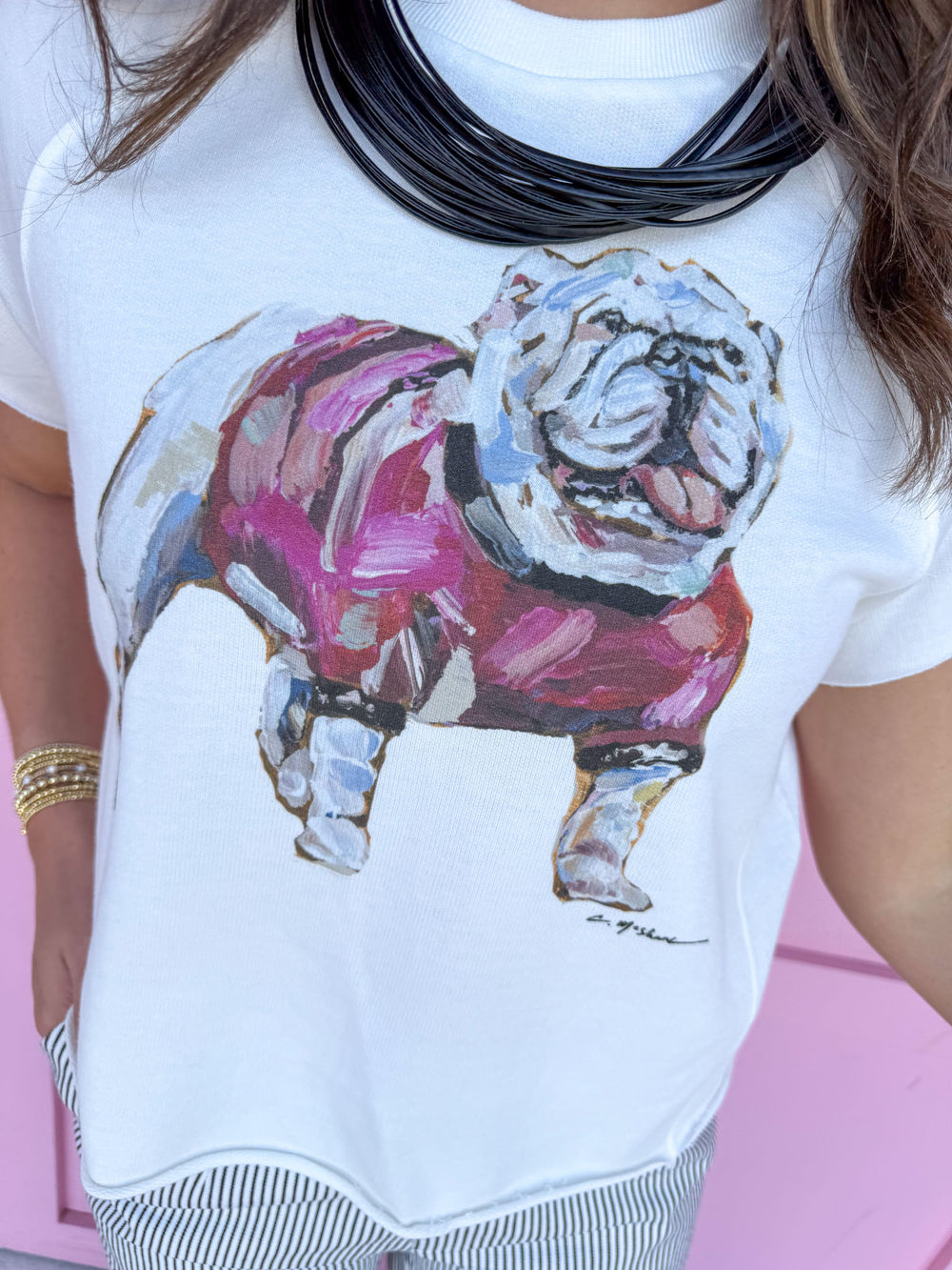 Jincy's Women's Boutique Game Day Standing Bulldog Cotton Tee Chelsea McShane Plus Size