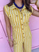 Jincy's Women's Boutique Game Day Yellow Mini Stripe Jumpsuit Everyday Wear Peach Love IR201020-01