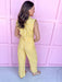 Jincy's Women's Boutique Game Day Yellow Mini Stripe Jumpsuit Everyday Wear Peach Love IR201020-01