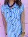 Jincy's Women's Boutique Game Day bBlue Mini Stripe Jumpsuit Everyday Wear Peach Love IR201020-01