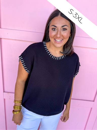 Jincy's Women's Boutique Game Day black Signature Stitch Top Zenana TW2717X5