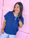 Jincy's Women's Boutique Game Day navy Perfect Knit Top Zenana TW-2489Y-1