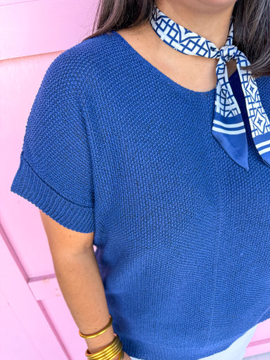 Jincy's Women's Boutique Game Day navy Perfect Knit Top Zenana TW-2489Y-1