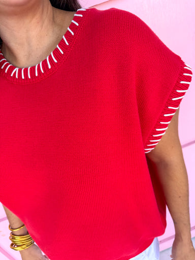 Jincy's Women's Boutique Game Day ruby red Signature Stitch Top Zenana TW2717X5