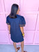 Jincy's Women's Boutique Navy Brown Embroidered Wave Mini Dress Entro B14025