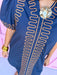 Jincy's Women's Boutique Navy Brown Embroidered Wave Mini Dress Entro B14025