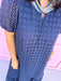 Jincy's Women's Boutique Navy Eyelet Midi Maxi Dress Everyday Wear Entro D29377