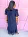 Jincy's Women's Boutique Navy Eyelet Midi Maxi Dress Everyday Wear Entro D29377
