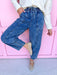 Jincy's Women's Boutique New Arrivals Everyday Wear Fall Transition Styles Acid Wash Barrel Pants Elastic Waistband Very J NP70996-INDIGO-3