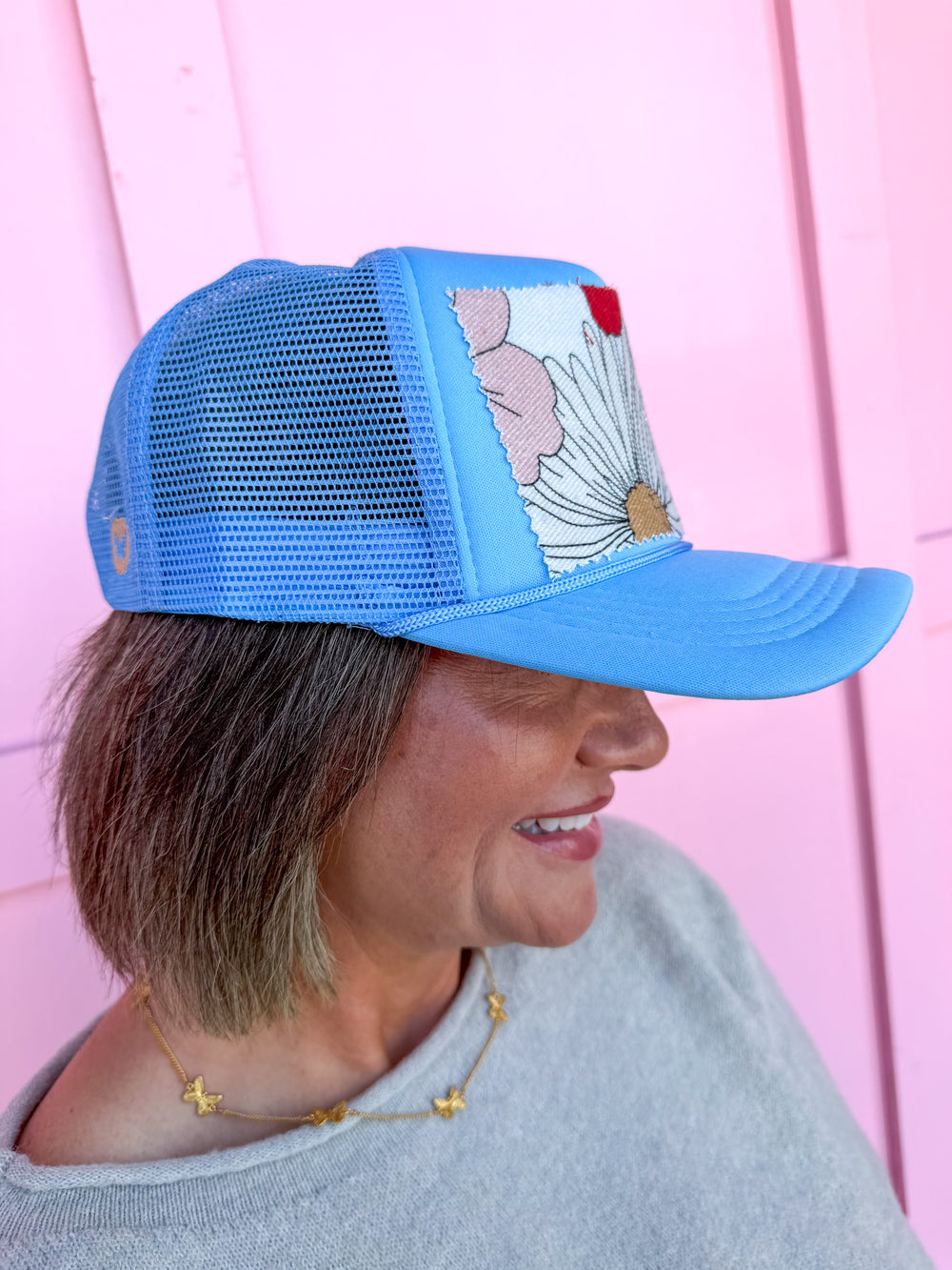 Jincy's Women's Boutique New Arrivals Everyday Wear Fall Transition Styles Foam Trucker Hat Bloom Babe Pink Floral Print Hat