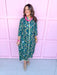 Jincy's Women's Boutique New Arrivals Everyday Wear Fall Transition Styles Jade Green 3/4 Sleeve Midi Maxi Dress Chinoiserie Print TCEC CD07354